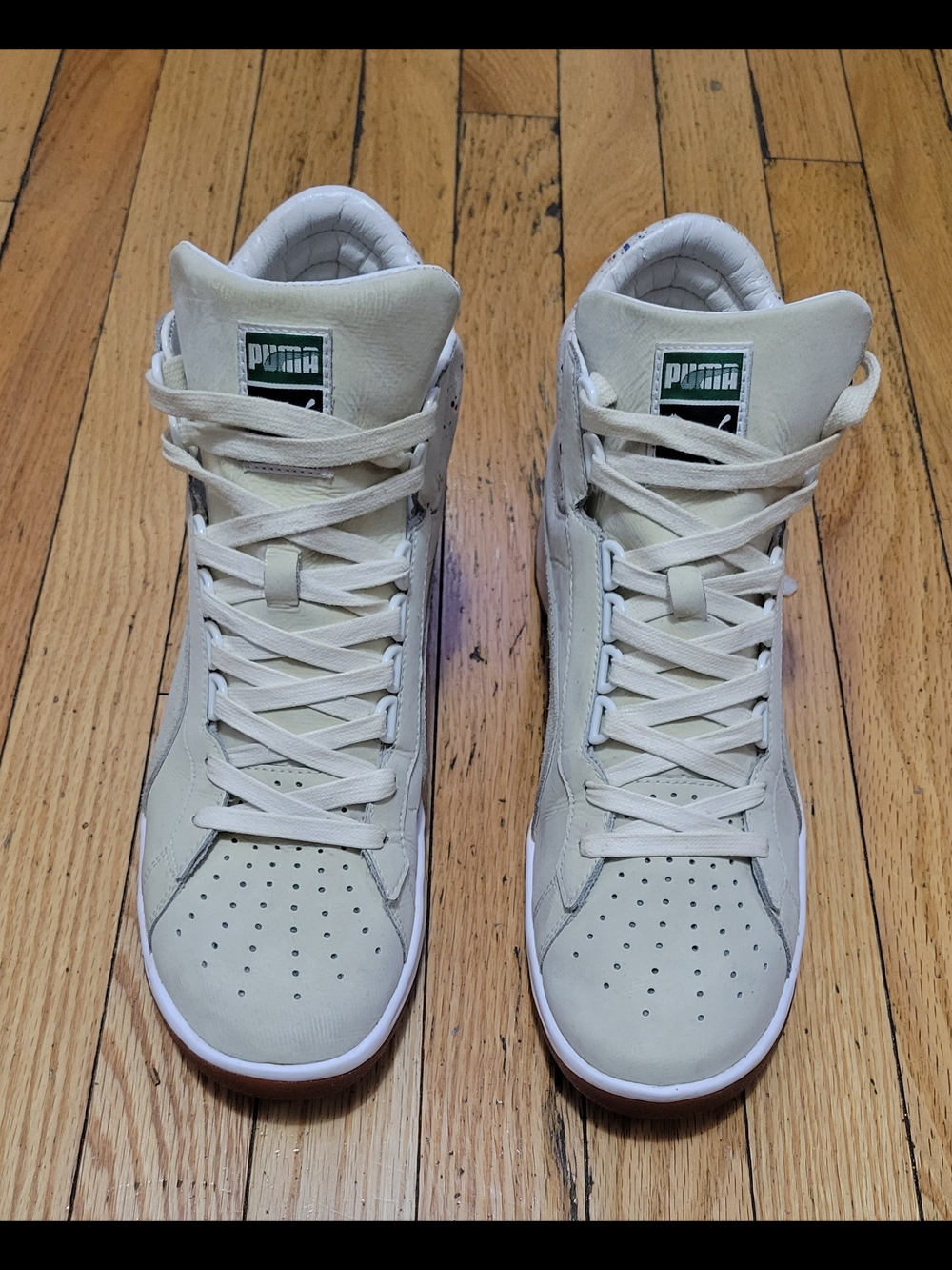 Puma High-Top Sneakers in Cream/Off-White